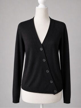 Zara Black Asymmetrical Button Cardigan | Women’s Size Small
